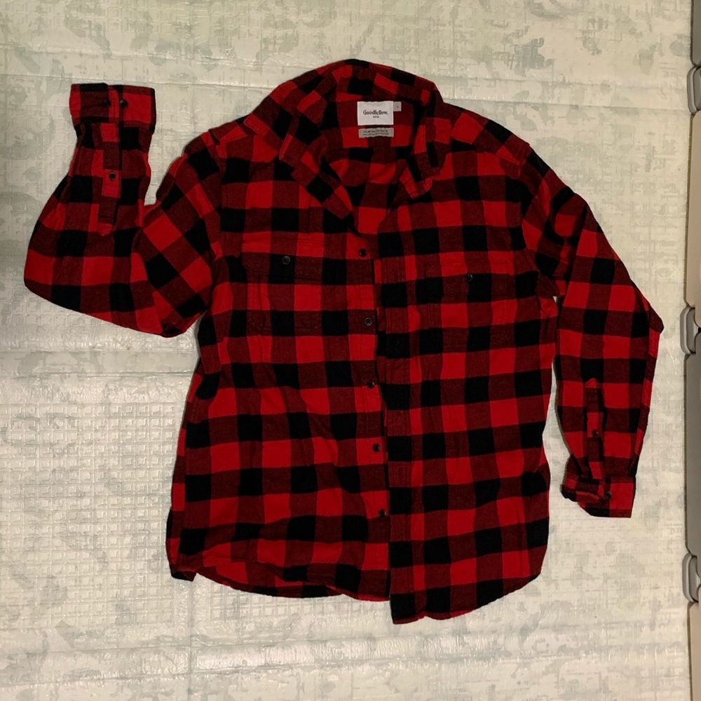 Goodfellow & co red lumberjack button down